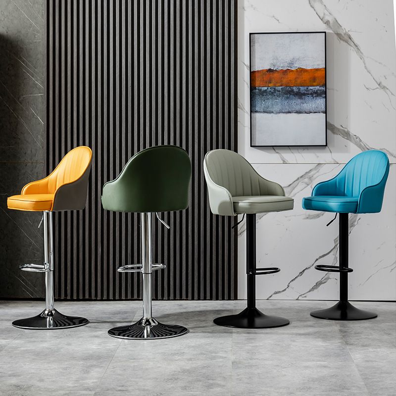 Industrial Liftable Bar Stool PU Leather Counter Bar Stool with Metal Legs for Home