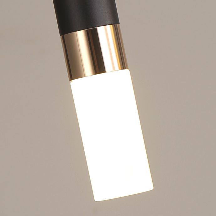 3-Lights Cylindrical LED Island Light Double Spotlight Design Modern Style Simplicity Lighting Pendant in Black