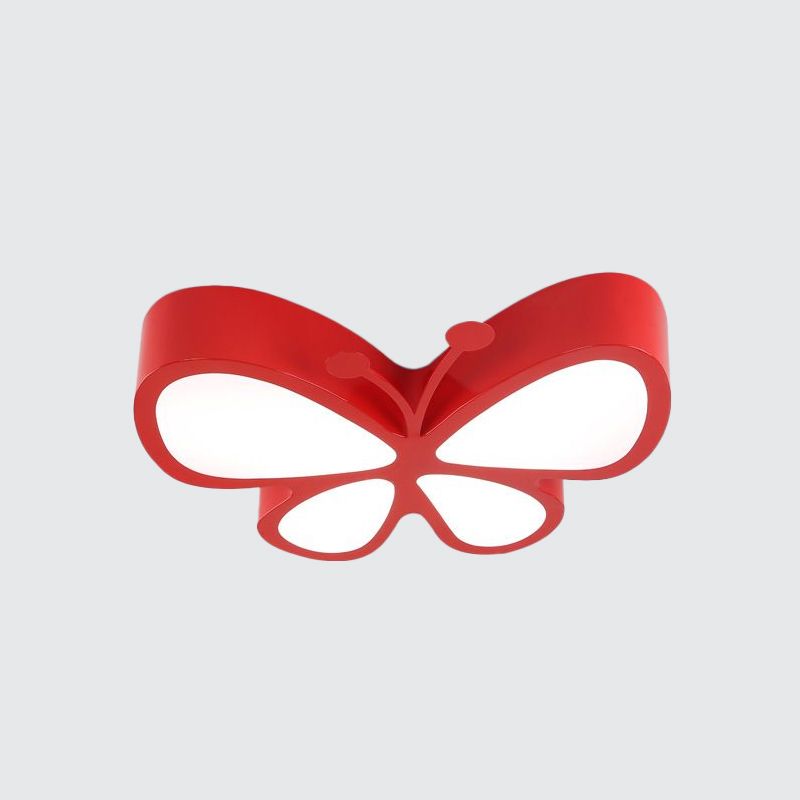 Butterfly Metallic LED Flush Light Fixture Children Red/Yellow/Blue Flushmount Ceiling Lamp with Acrylic Shade