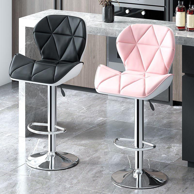 Modern Adjustable Height Swivel Stool Matte Finish Upholstered Bar Stools