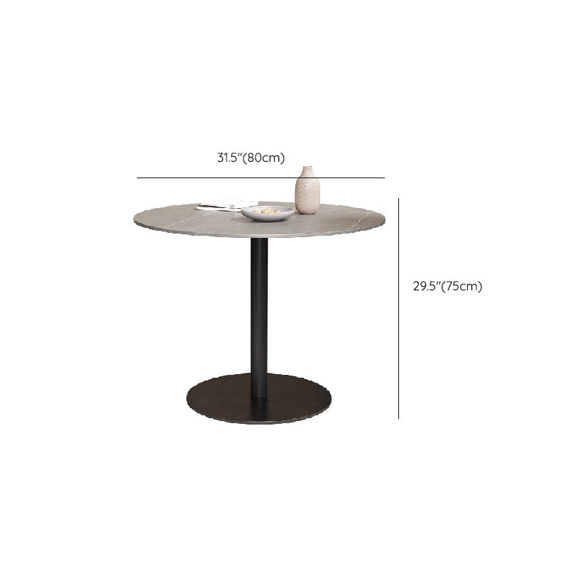 Gray Stone Dinette Table with Metal Base Modern Round Dining Table for Home
