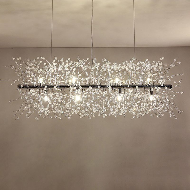 Nordic Style Iron Hanging Lamp Rectangle Shape Island Light Fixture for Bedroom