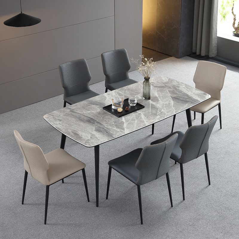 Industrial Style Chair Dining Armless Chair for Kitchen with Metal Legs