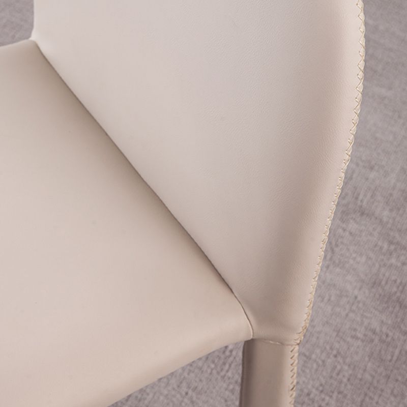 Minimalist Style Solid Back Armless Dining Chairs Leather Dining Chairs for Home