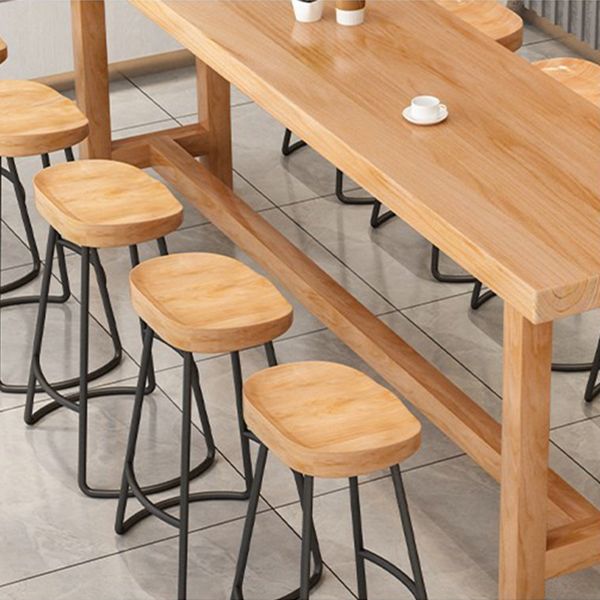 Modern 1/5/6/11 Pieces Bar Table Set Rectangle Pine Wood Counter Table with Stools