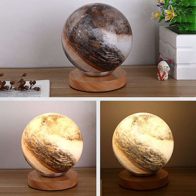 Planet Glass Lampshade Table Lamp Modern Style Creative Globe Desk Light