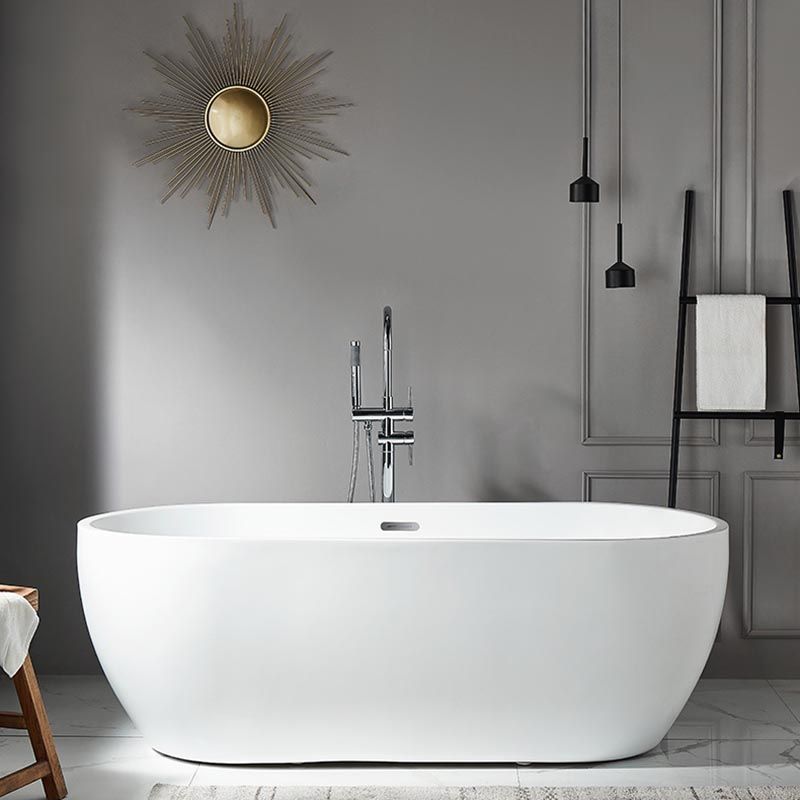 Modern White Acrylic Bath Tub Oval Freestanding Bathtub for Home