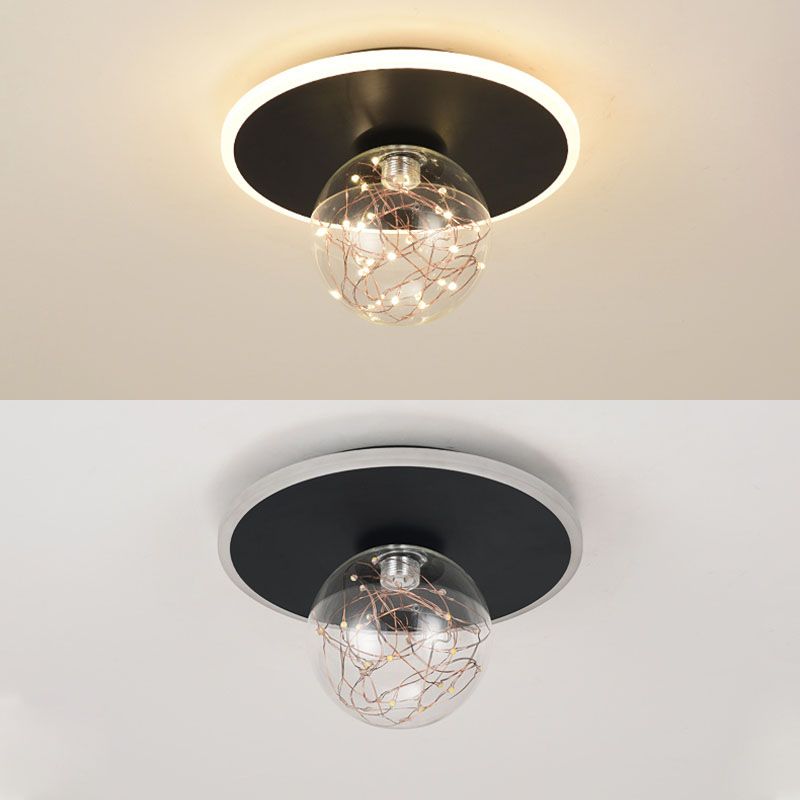 Global Glass Plafonnier moderne à 1 lumière à montage encastré à LED pour couloir