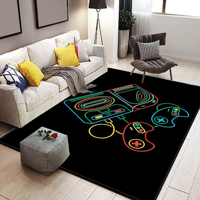 Minimalist Living Room Carpet Game Theme Indoor Rug Polyster Area Rug with Non-slip backing