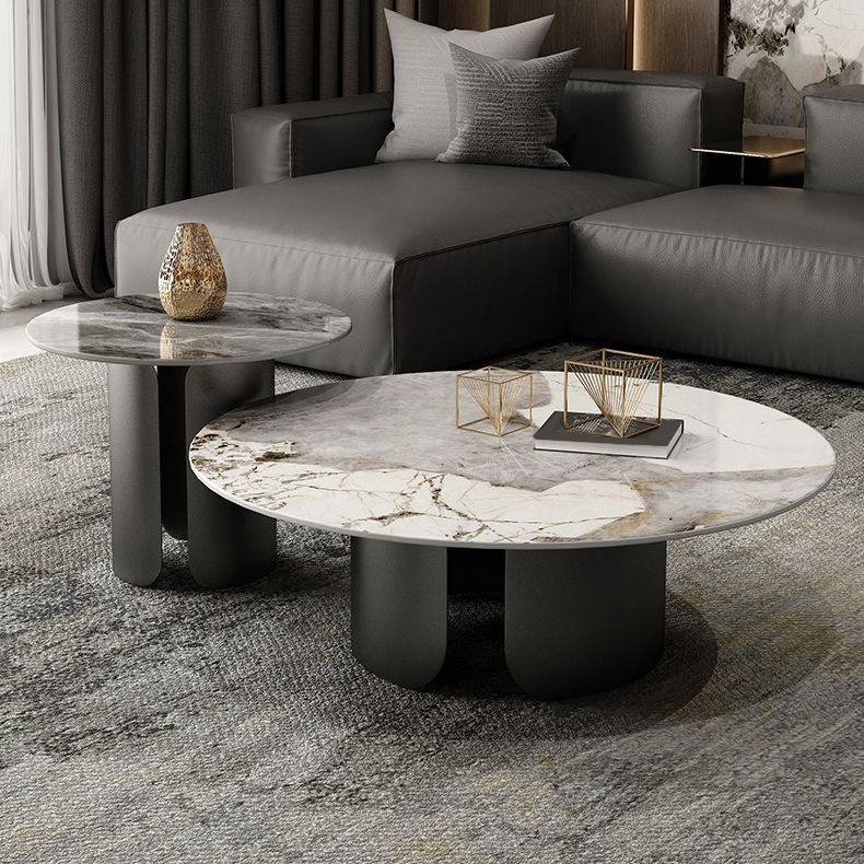 Abstract Coffee Table Slate Round Coffee Coffee or End Table