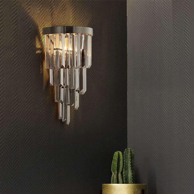 Crystal Geometric Shape Wall Sconce Modern Style 2 Lights Wall Light Fixture in Gray