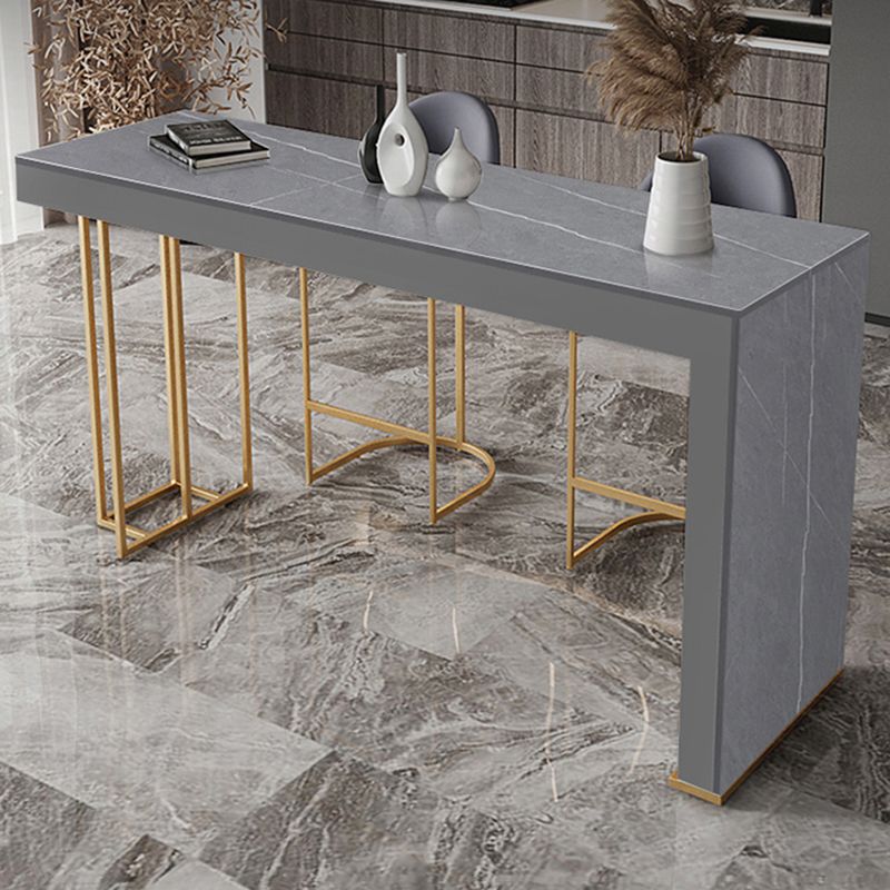 Glam Rectangle Stone Counter Table 1/3 Pieces Bar Table Set for Kitchen