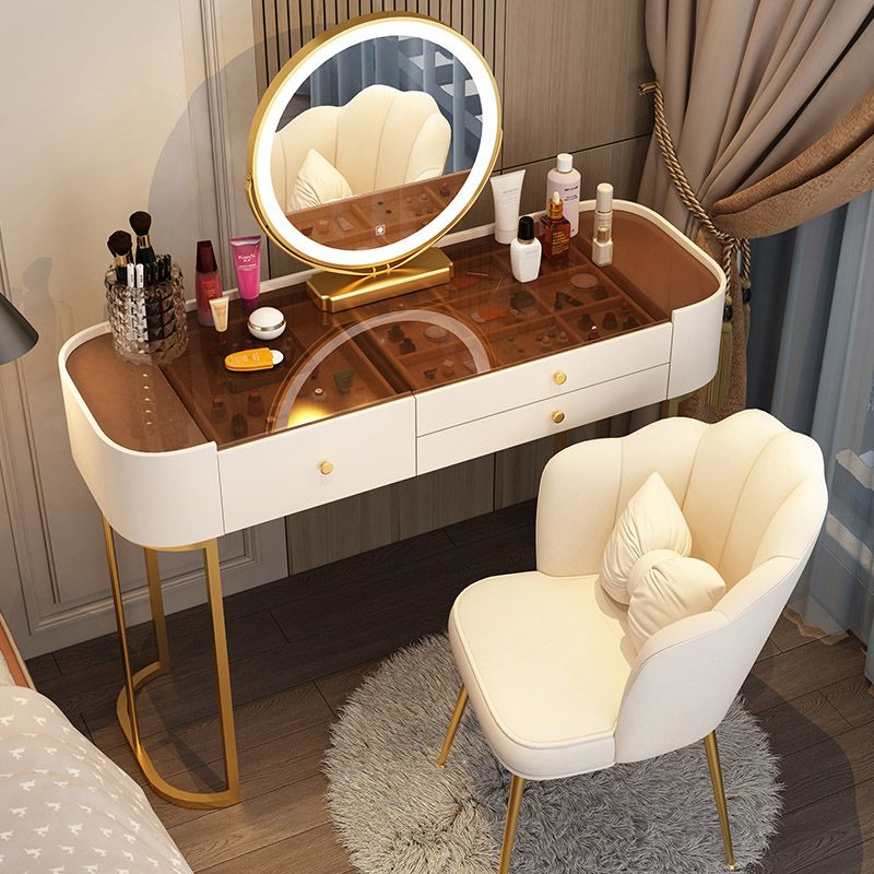 Glam Glass Vanity Dressing Table Bedroom Make-up Vanity with Drawer