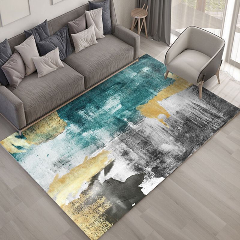 Multi Colored Plant Print Rug Polypropylene Simplicity Carpet Non-Slip Pet Friendly Indoor Rug for Living Room