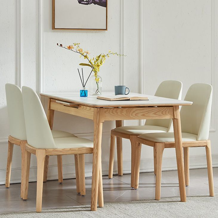 Minimalist Rectangle Shape White Dining Set Sintered Stone Standard Dining Set for Kitchen