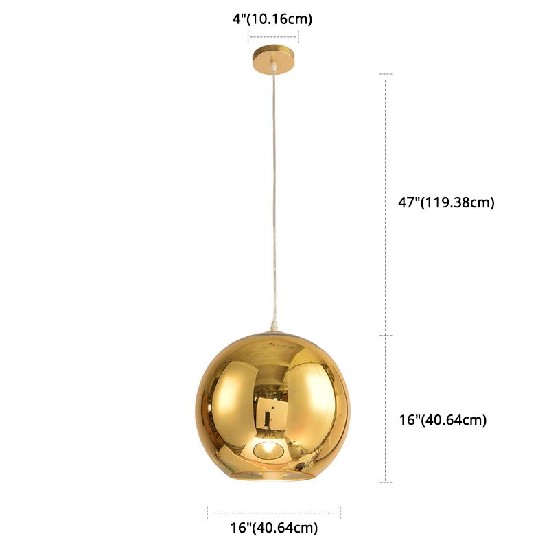 Bulbe simple de style moderne suspendu léger miroir à miroir en verre pendant à la teinte pour salle à manger de chambre à coucher