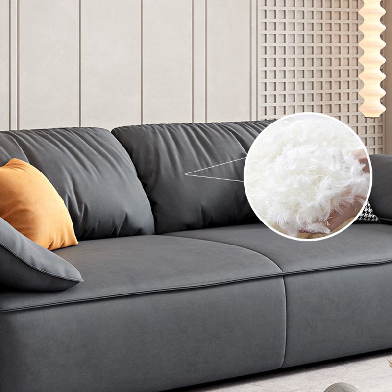 Rectangular Sofa with Pillow Back, Sponge Seat, Padded Pine Chair Legs Gray Frosted Cloth