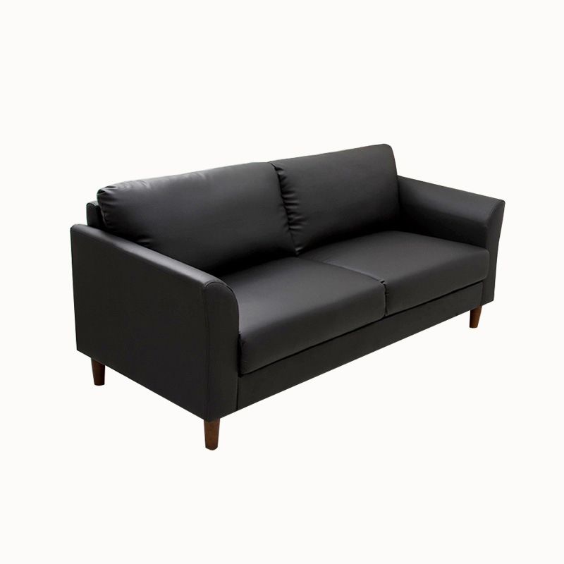 Modern 4 Wood Legs Standard Sofa Faux Leather Flared Arm Sofa