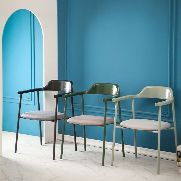 Contemporary Style Dining Chair Metal Open Back Dining Arm Chair