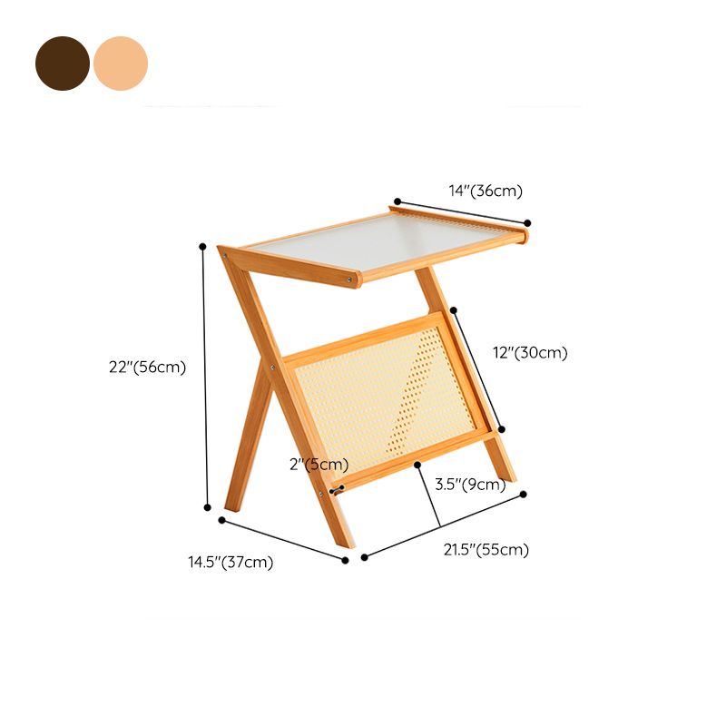 14" Wide Contemporary Corner Table Wood Storage Accent Side Table