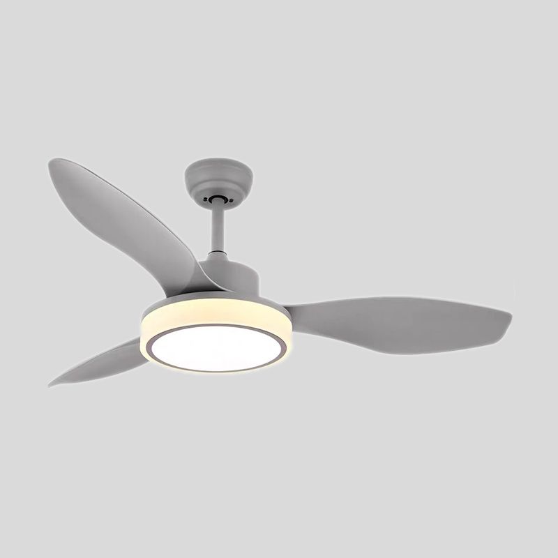 Rustieke cirkel semi-spoeling licht armatuur 48 "brede led metallic hangende ventilatorlamp in zwart/grijs, 3-blade
