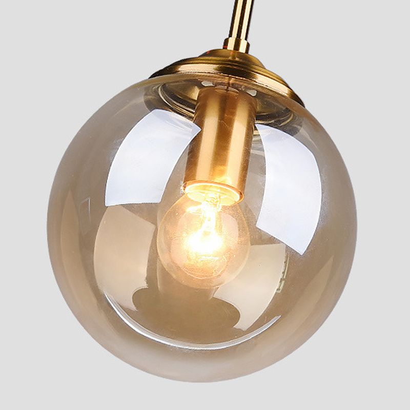 Luces colgantes de sombra esférica de vidrio estilo moderno 1 cabezal colgante de montaje colgante para la cama