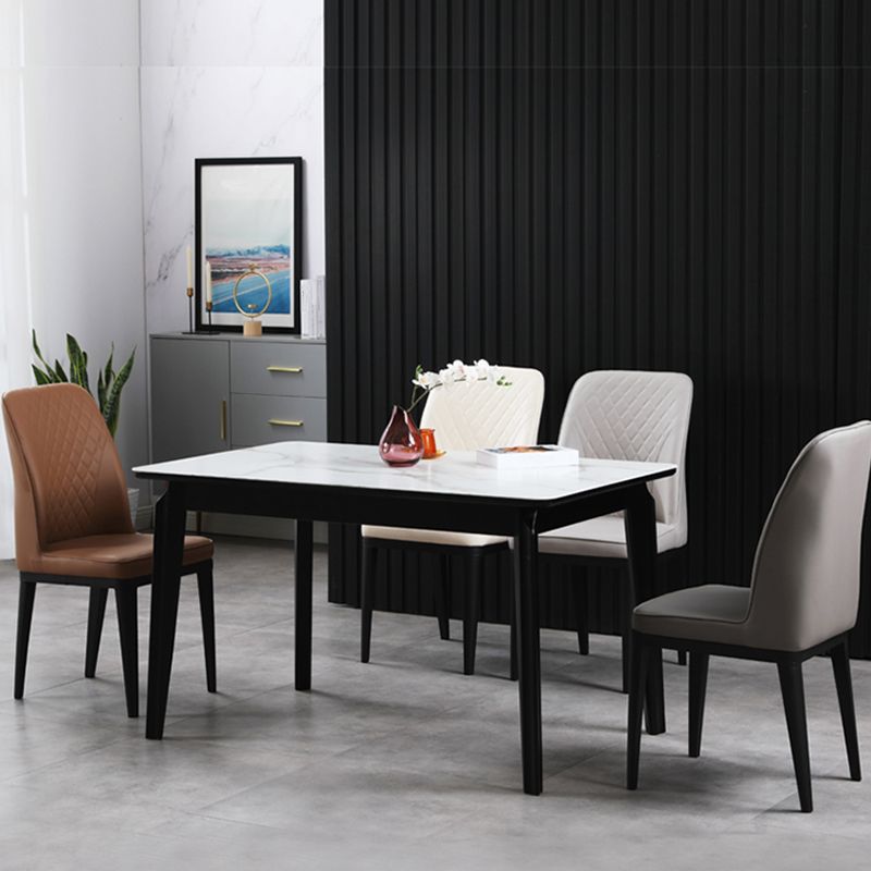 Silla lateral interior escandinava Silla de comedor con respaldo sólido tapizada de metal