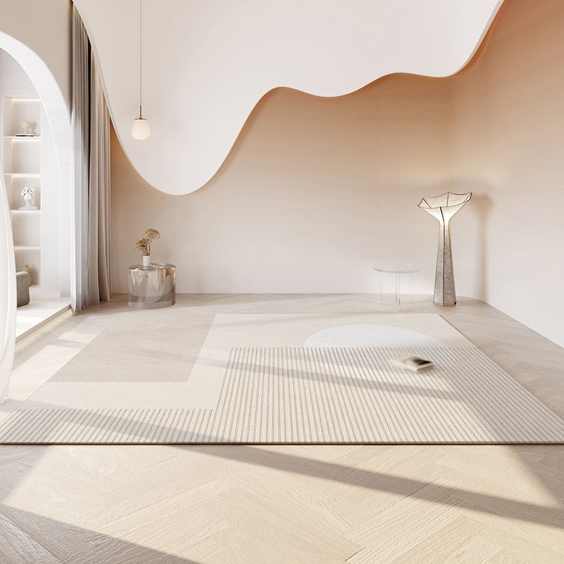 Khaki Tone Area Carpet Modern Indoor Rug Polyester Washable Carpet with Non-Slip Backing