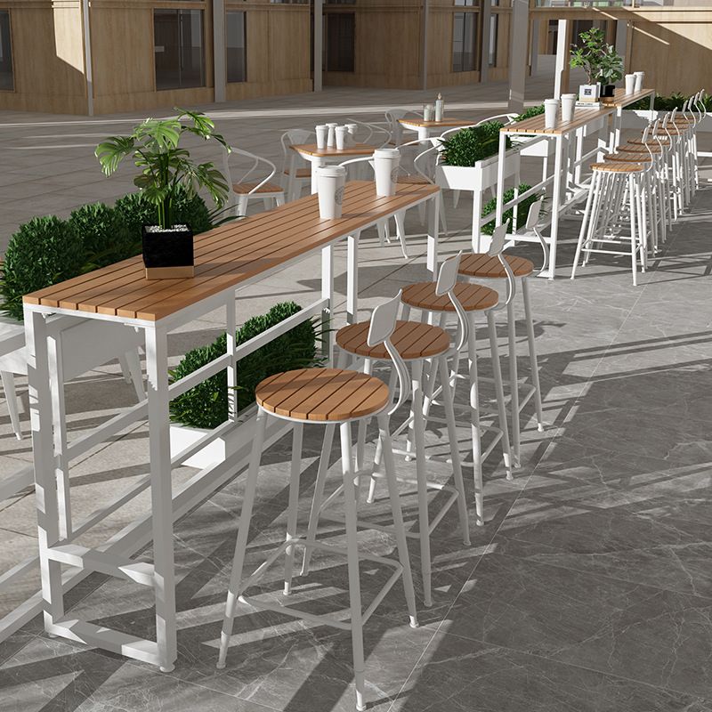 Industrial Water Resistant Bar Table Brown Plastic Top Table
