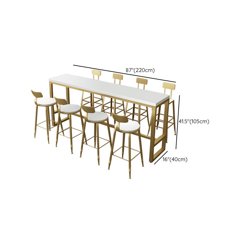 Glam Bar Height Table Solid Wood Top Bistro Pub Table with Gold Base