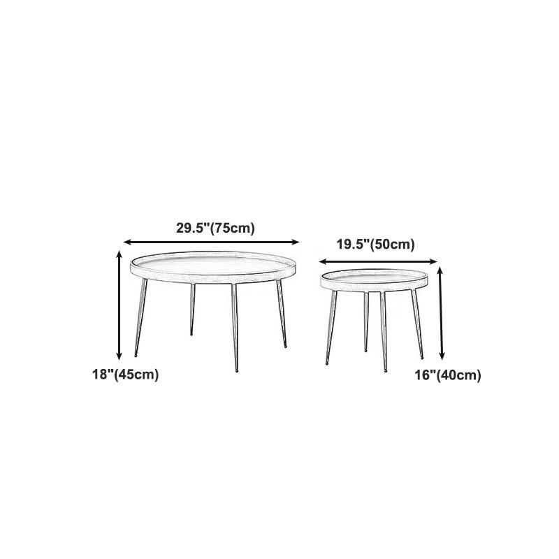 Round Coffee Table with Wood Accents 4 Legs Modern Coffee Cocktail Table