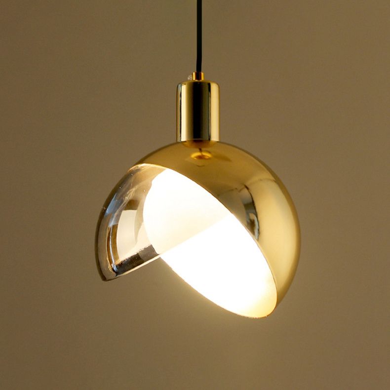 Lámpara colgante de oro de vidrio en moderna luz colgante de globo de hierro estilo lujo para comedor
