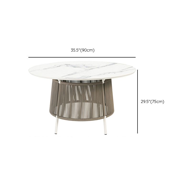 Boho Style Dining White Round Stone 1/2/5/6 Pieces Dining Set