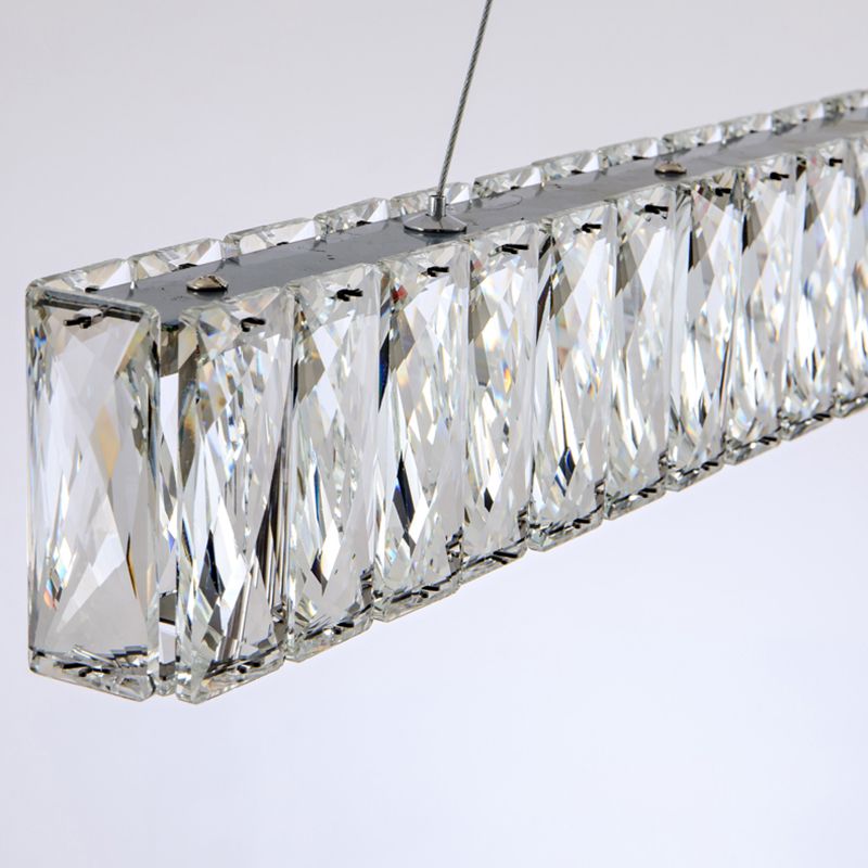 Nordic Style Crystal Hanging Lamp Rectangle Shape Island Light Fixture for Living Room
