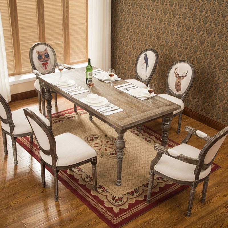 Medieval Modern Dining Table for Restaurant Rectangle Pine Wood Old Table with 4 Legs