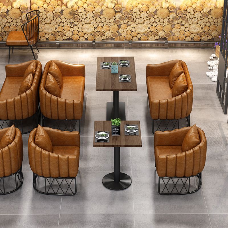 Industrial Dining Room Table Solid Wood Table with Black Base for Home Kitchen Dinner