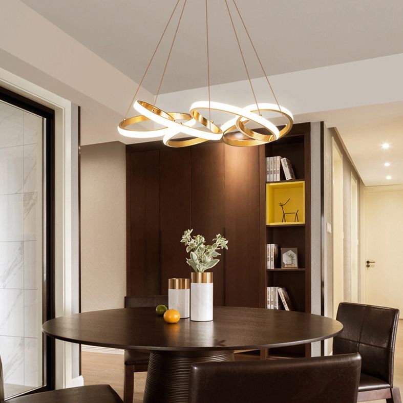 Lámpara de colgación LED lineal dorada en una lámpara de aluminio moderna ajustable con sombra acrílica