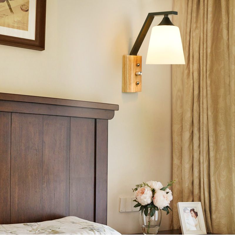 Minimalist Cone Shaped Wall Sconce Lighting Wood Living Room Wall Lighting Fixture