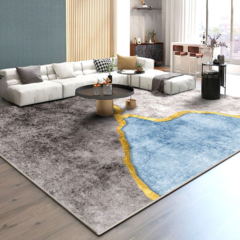 Minimalist Abstract Printed Rug Gray Tone Polyester Area Carpet Non-Slip Backing Rug for Bedroom