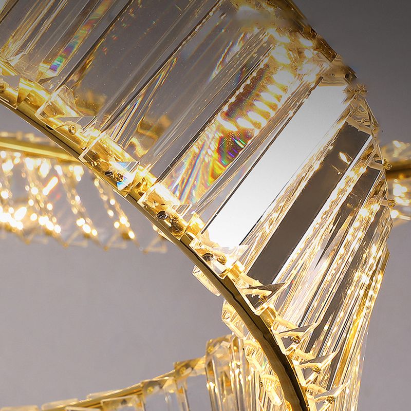 Kristall runde Form hängende Deckenleuchte moderne 1 leichte Anhängerbeleuchtung in Gold