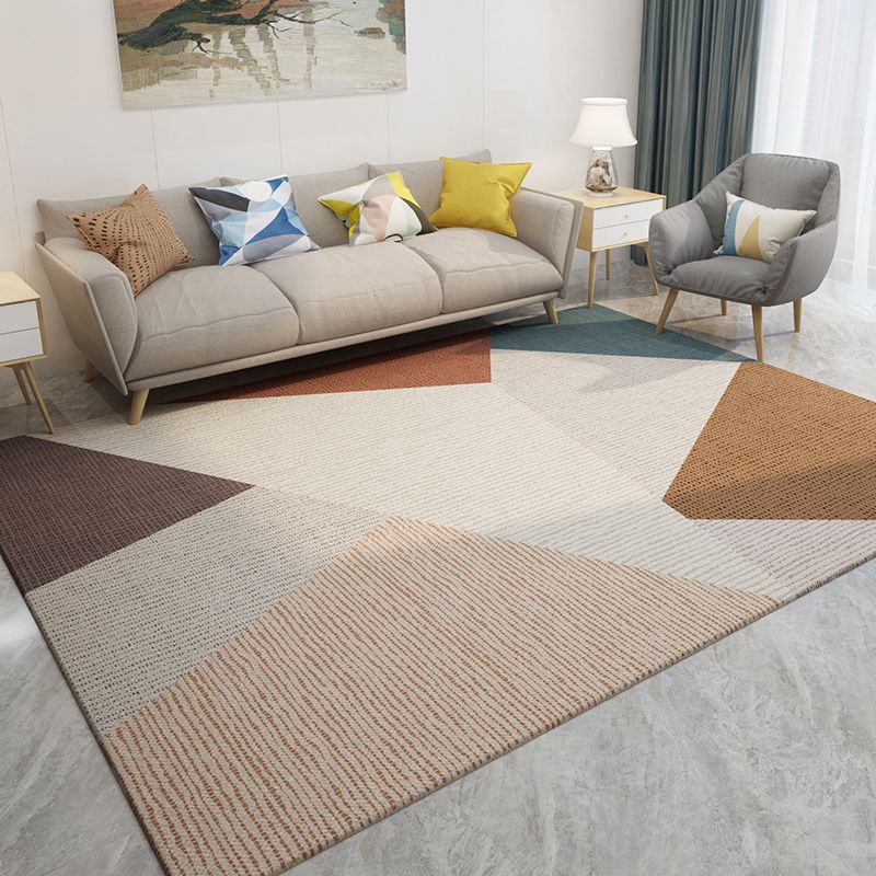 Environmental Geometric Color-Block Rug Multi Color Simplicity Rug Synthetics Pet Friendly Washable Non-Slip Rug for Room
