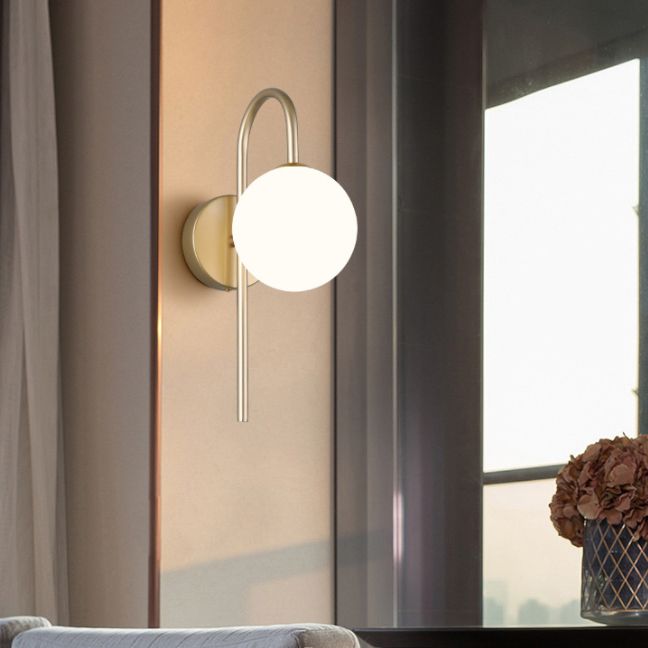 Modern Minimalist Style Spherical Wall Mount Light Fixture 1 Light Sconce Lights with Glass Shade
