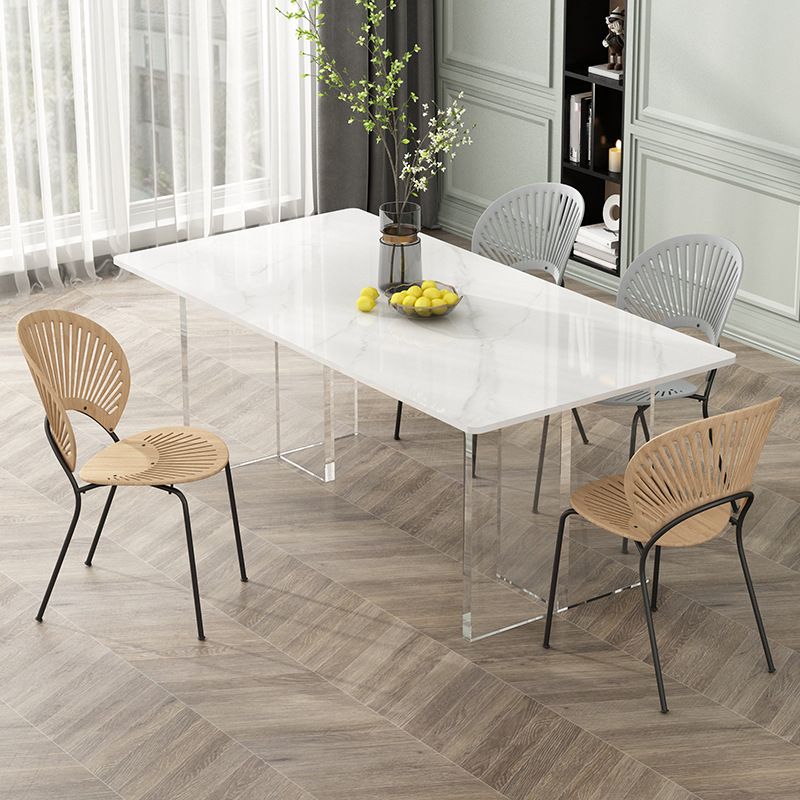 Rectangle Dinning Table with White Stone Modern Dining Table