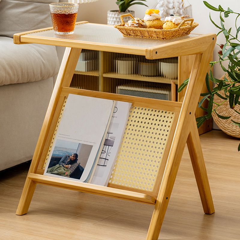 14" Wide Contemporary Corner Table Wood Storage Accent Side Table