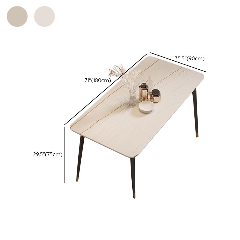 Rectangle Black Base Dining Table Modern Stone Table for Living Room