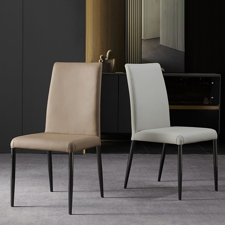 Sillas laterales de comedor con respaldo sólido de diseño industrial, sillas de comedor de piel sintética