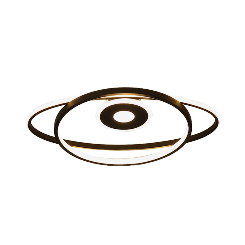 Geometric Frame Ceiling Mount Modernist Acrylic Black/White LED Flush Pendant Light for Bedroom in Warm/White Light