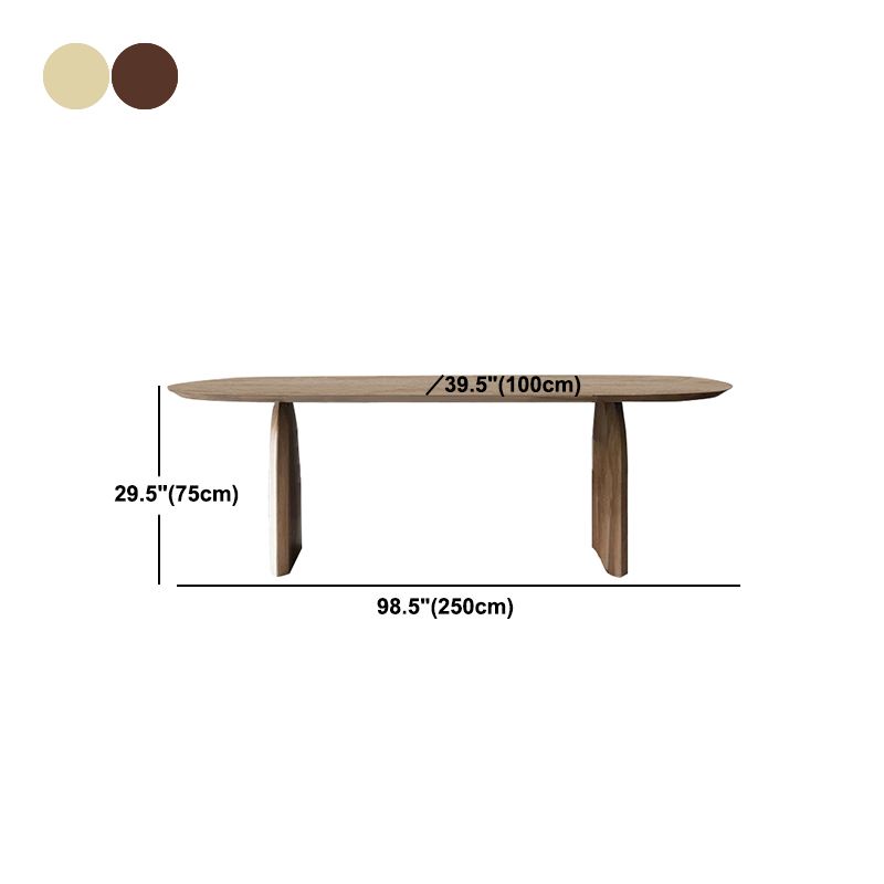 Oval Double Pedestal Modern Dining Table Fixed Table with Pinewood