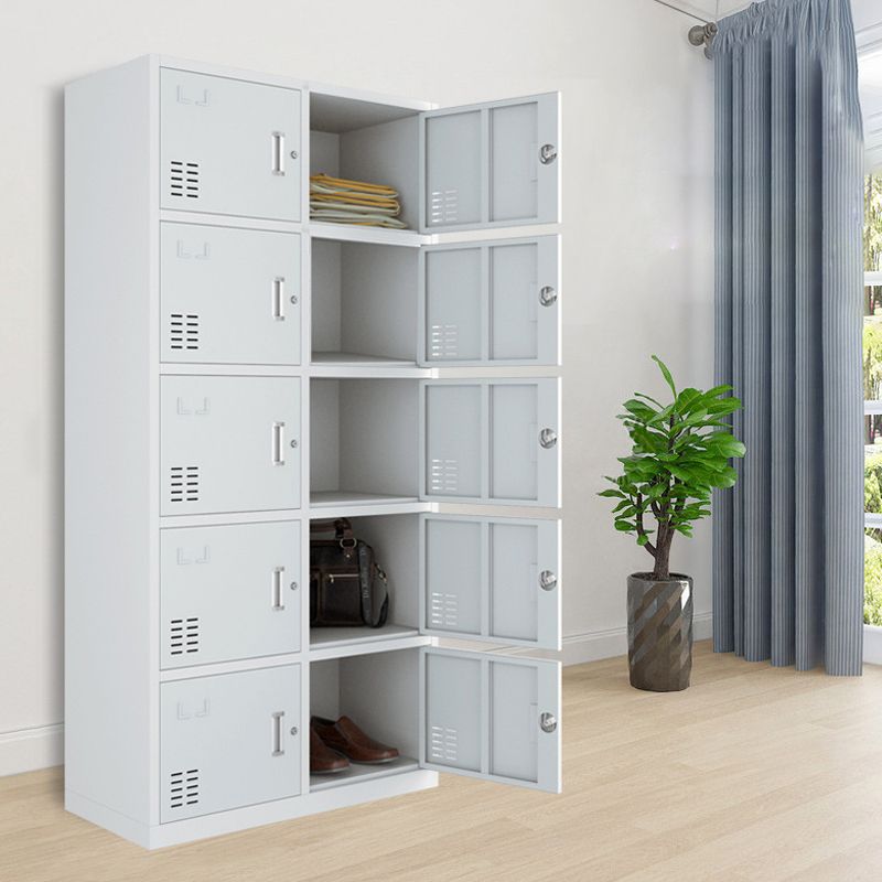 Modern Style Wardrobe Gray Colour Metal Wardrobe Closet with Locks