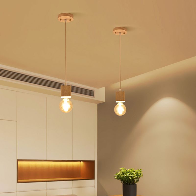 Petite salle à manger pendentif éclairage en bois 1 la tête simplicité de plafond suspendu